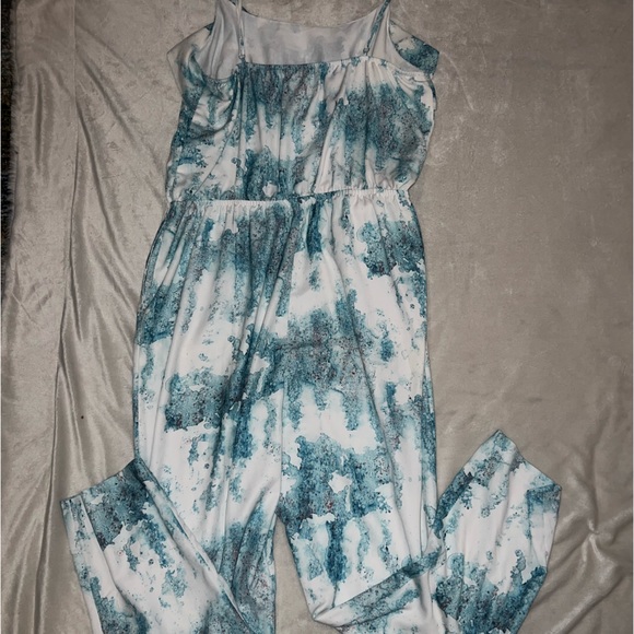 Mossimo Tye Dye Jumpsuit… Teal and White…100% Polyester…XL - Picture 5 of 5